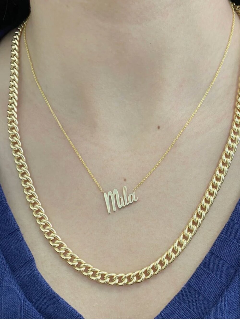 14K Solid Yellow Gold Grand Cuban Curb Link Necklace (20")